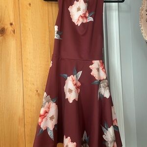 Floral Burgundy Sleeveless Dress